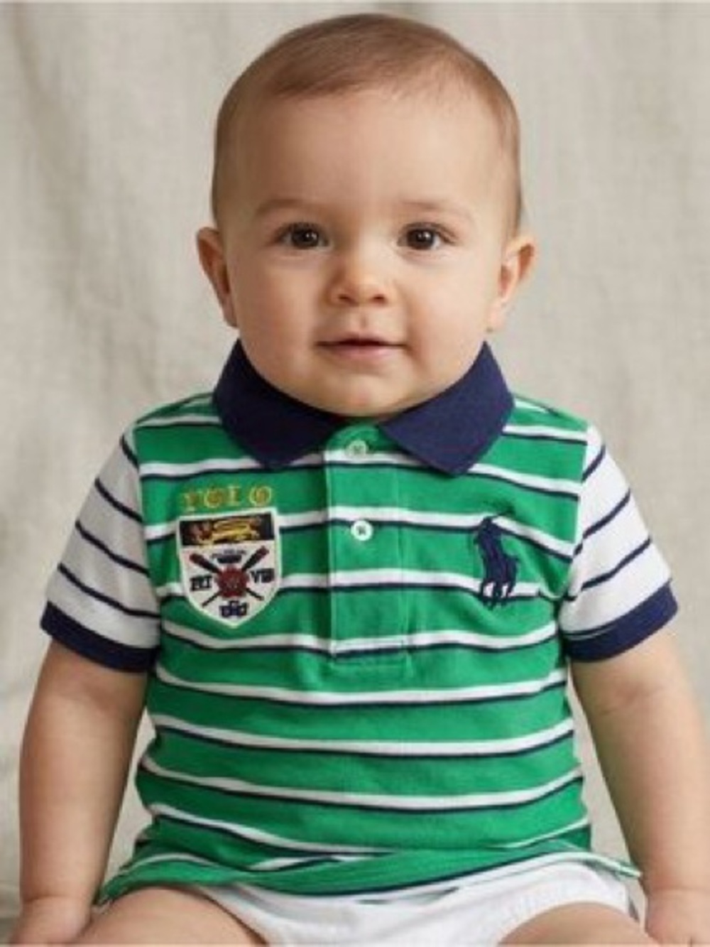 Ralph Lauren baby boy green and blue polo shirt.